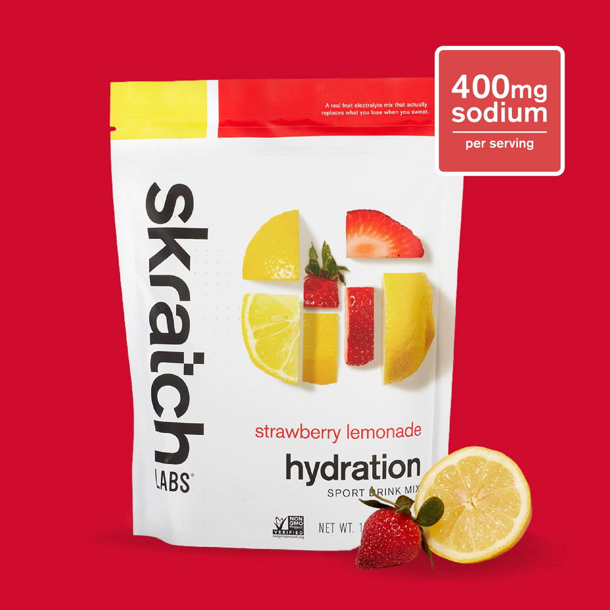 Skratch Labs Hydration Sport Drink Mix Limonada de Frutilla – Bolsa 440 g (20 porciones)