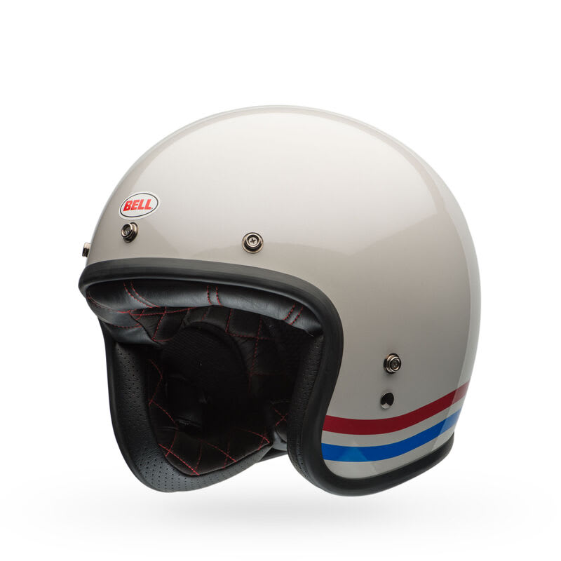 Casco Moto Calle Bell Custom 500 Stripes Pearl