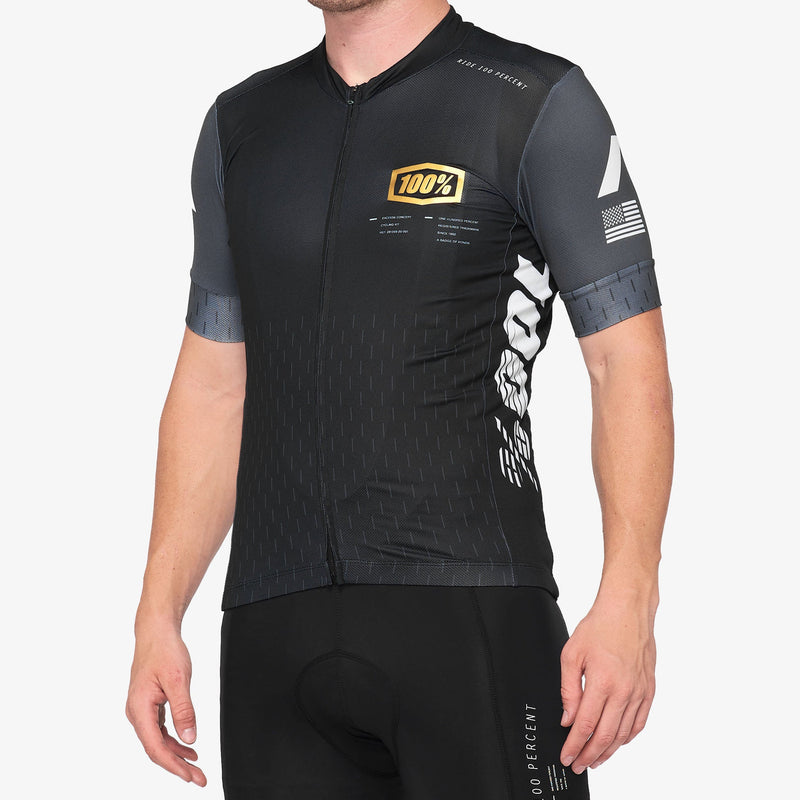 100% Jersey Exceeda Short Sleeve Black/Charcoal - Rideshop