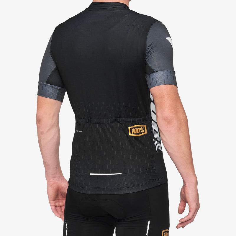 100% Jersey Exceeda Short Sleeve Black/Charcoal - Rideshop