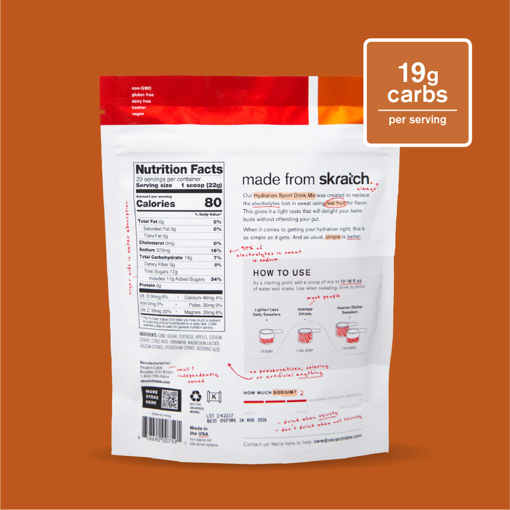 Skratch Labs Hydration Sport Drink Mix Sidra de Manzana – Bolsa 440 g (20 porciones) - imagen 2