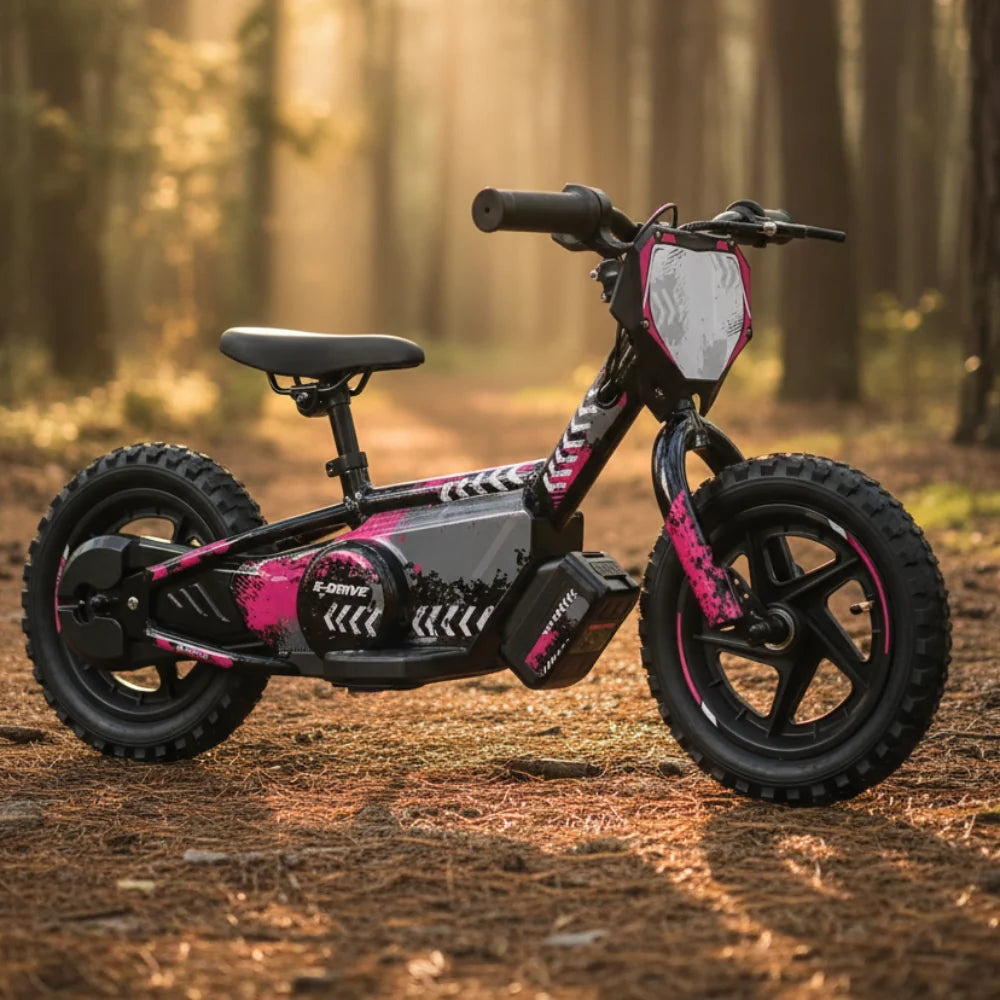 Bicicleta Moto Eléctrica E-Bike BeRide Aro 12 Rosada