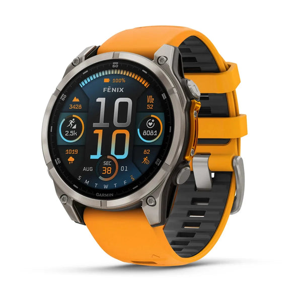 Smart Watch fēnix® 8 Garmin – 47mm Amoled Sapphire Spark Orange - Rideshop