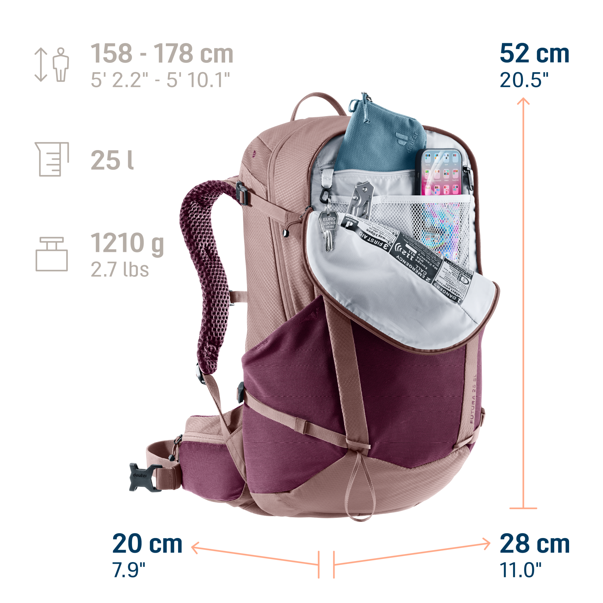 Deuter Mochila Futura 25 SL cassis-ashrose