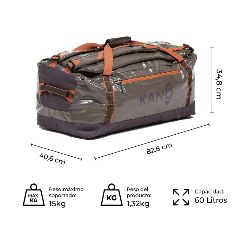 Kano Bolso Mochila Impermeable 80L Roy Café