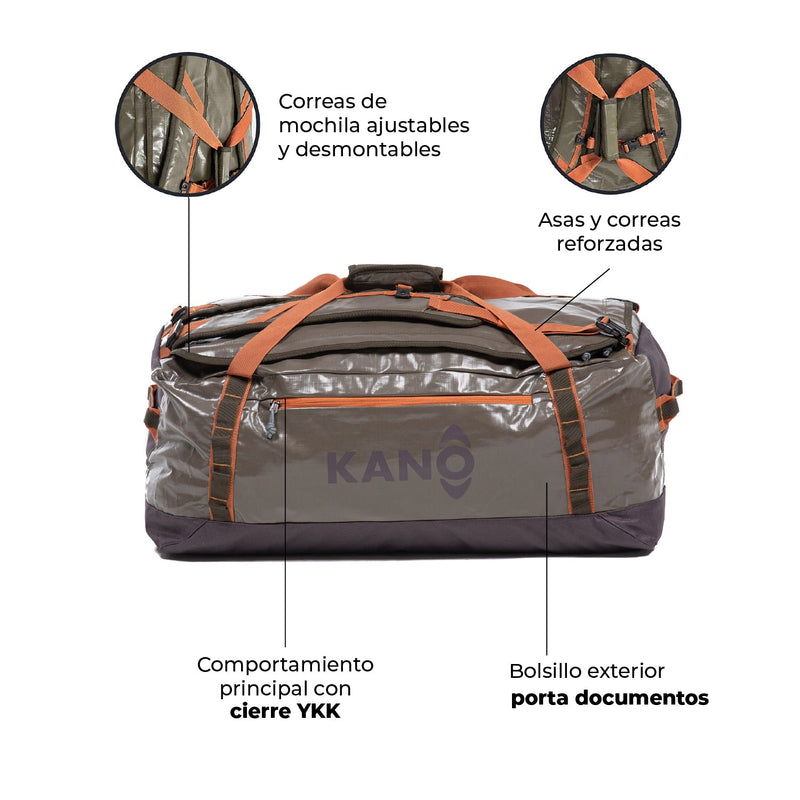 Kano Bolso Mochila Impermeable 80L Roy Café