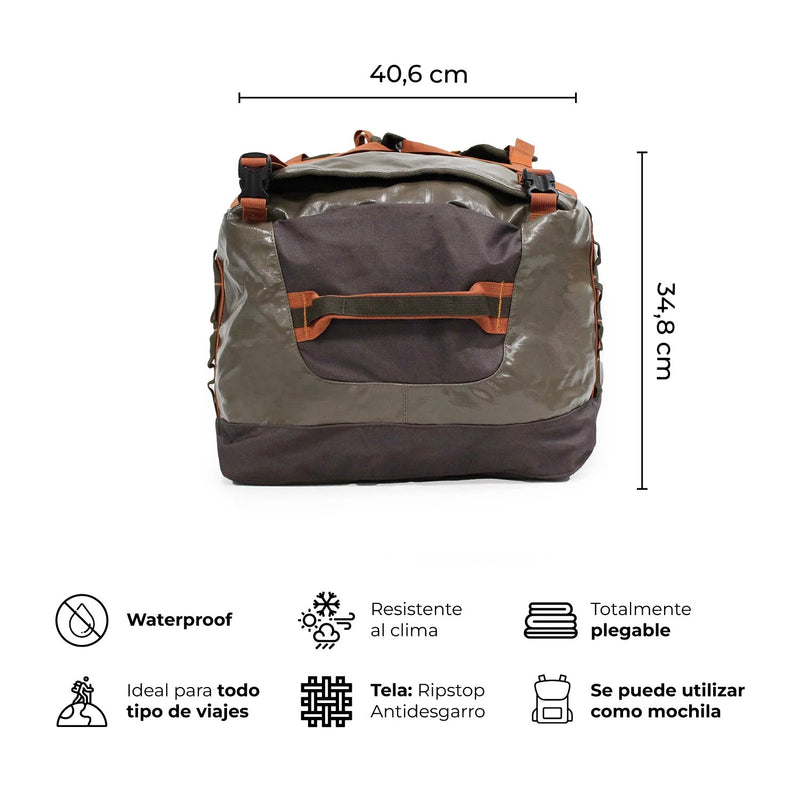 Kano Bolso Mochila Impermeable 80L Roy Café