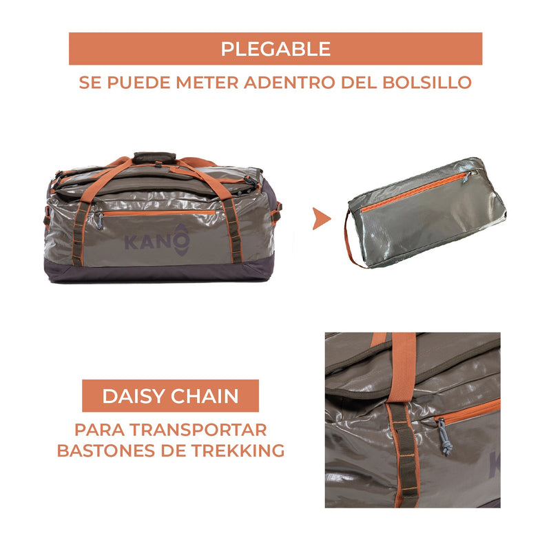 Kano Bolso Mochila Impermeable 80L Roy Café