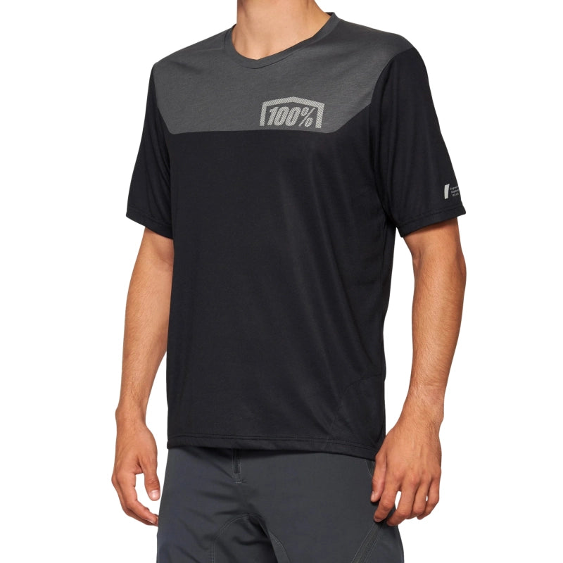 100% Polera Airmatic Short Sleeve Black/Charcoal - Rideshop