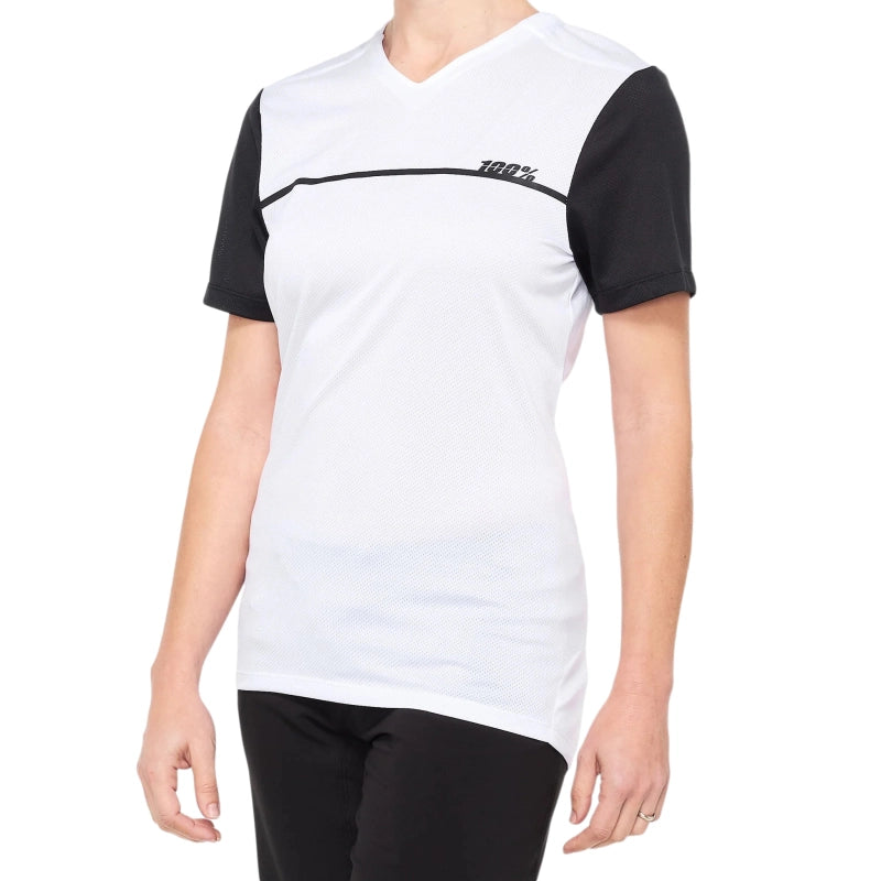 100% Polera Ridecamp Mujer Short Sleeve White/Black - Rideshop