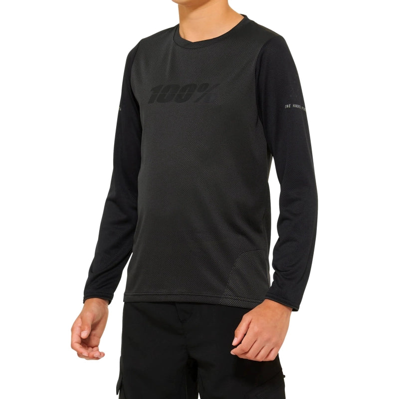 100% Polera Ridecamp Niño Long Sleeve Black/Charcoal - Rideshop