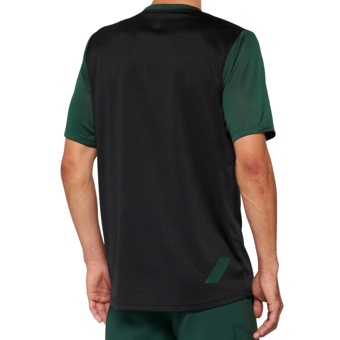 100% Polera Ridecamp Short Sleeve Black/Forest Green - Rideshop