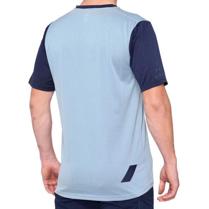 100% Polera Ridecamp Short Sleeve Lt. Slate Blue/Navy - Rideshop