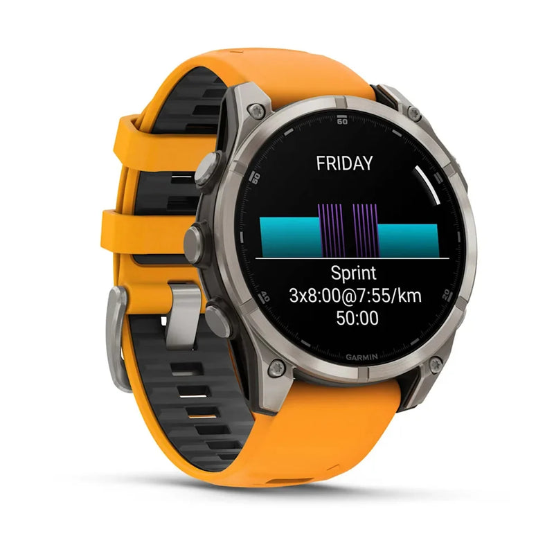 Smart Watch fēnix® 8 Garmin – 47mm Amoled Sapphire Spark Orange - Rideshop