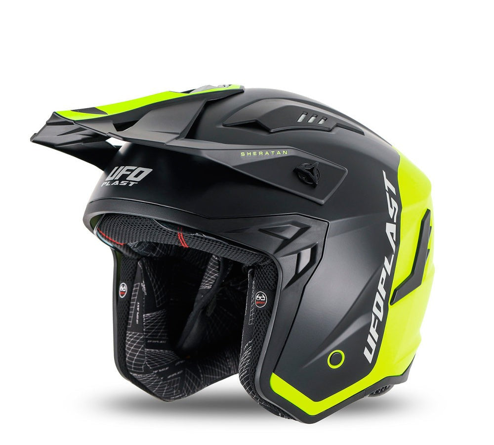 Casco urbano modelo Sheratan Jet Black Yellow Fluo | UFO Plast