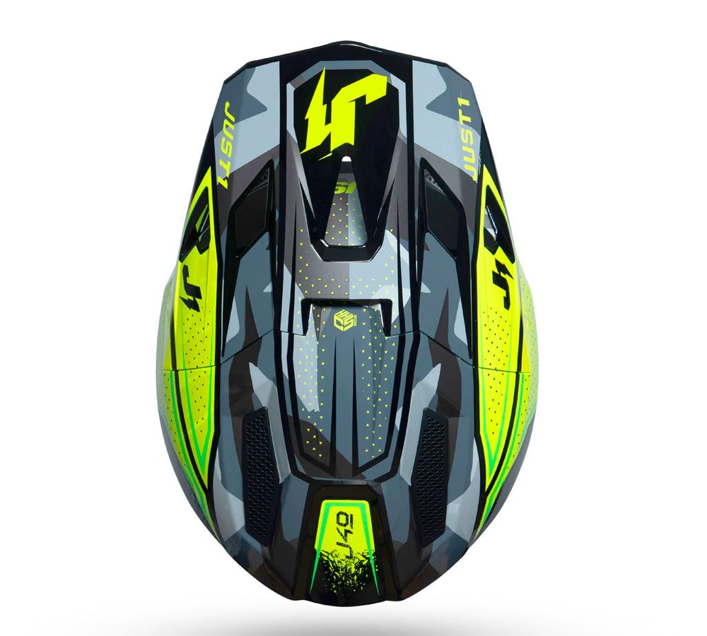 Casco para motocross / enduro modelo J-40 Shooter Camo Yellow  | Just 1 Racing
