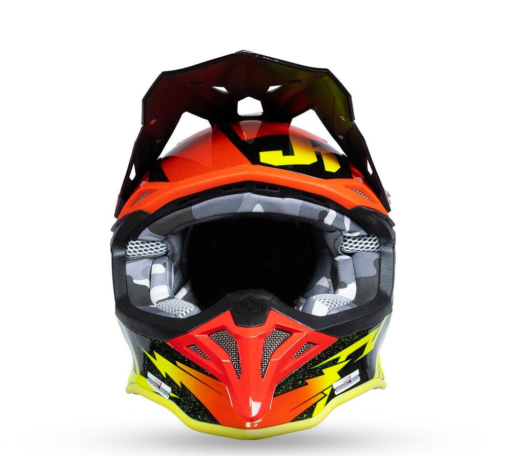 Casco motocross / enduro modelo J-39 PoseidÃ³n Fluo Yellow Red | Just 1 Racing