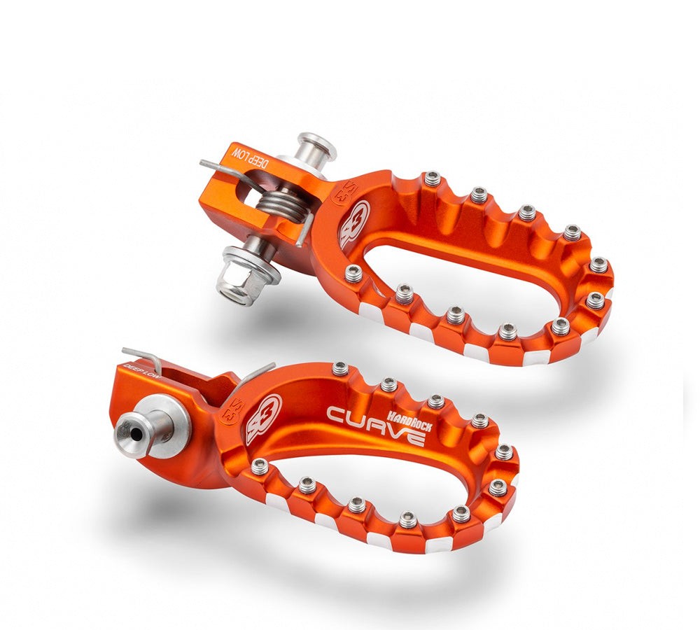 Estriberas/Pedalines Off-Road Hard Rock Curve color naranjo para KTM/HSQ | S3 Parts