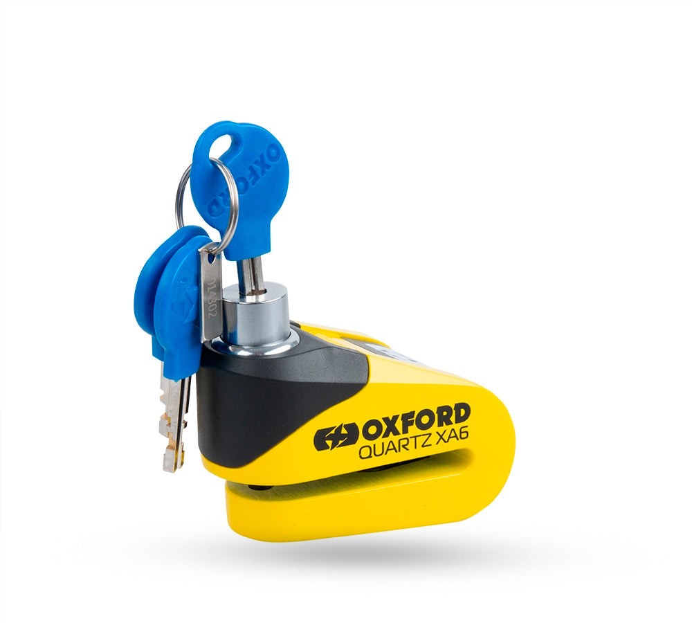 Candado de disco con alarma Oxford Quartz XA6 Amarillo | OXFORD