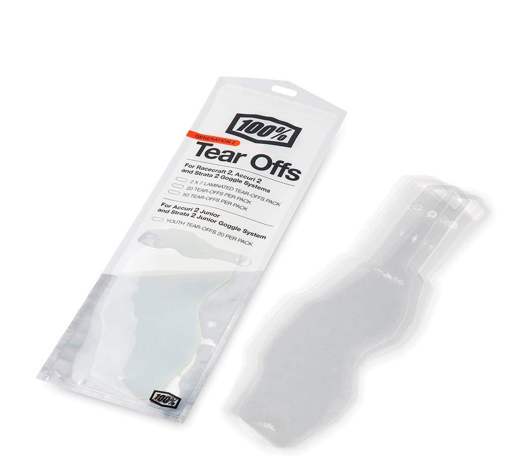 Tear Offs para antiparras Racecraft 2, Accuri 2 y Strata 2 | 100 Percent