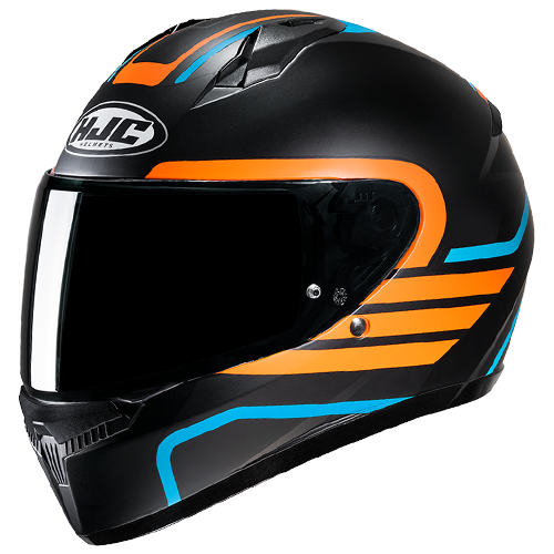 HJC Casco C10 Lito MC27SF Negro/Naranjo/Celeste