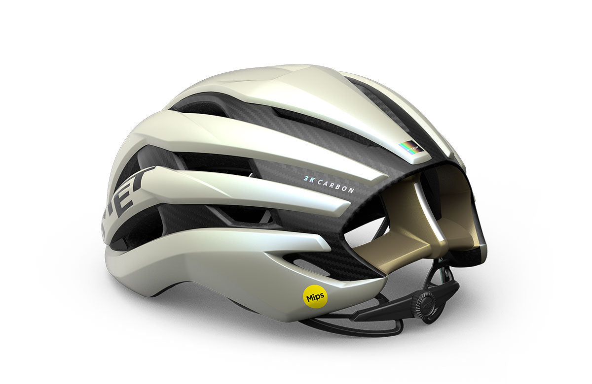 Casco de Bicicleta Met Trenta 3K Carbon Mips CE Vanilla Ice Gold