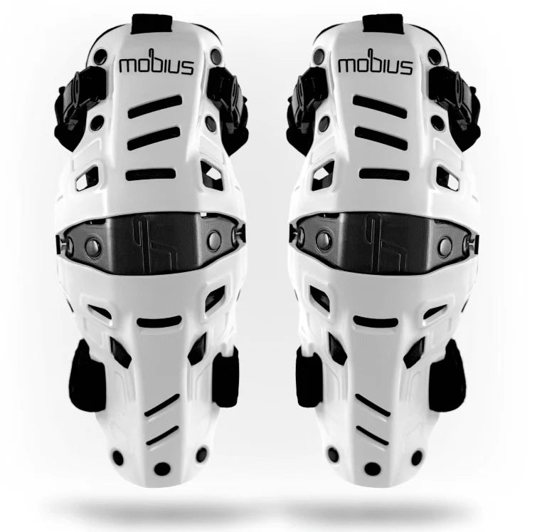 Rodillera Articulada Mobius X8H Hybrid Blanco/Negro - Motocross Enduro MTB