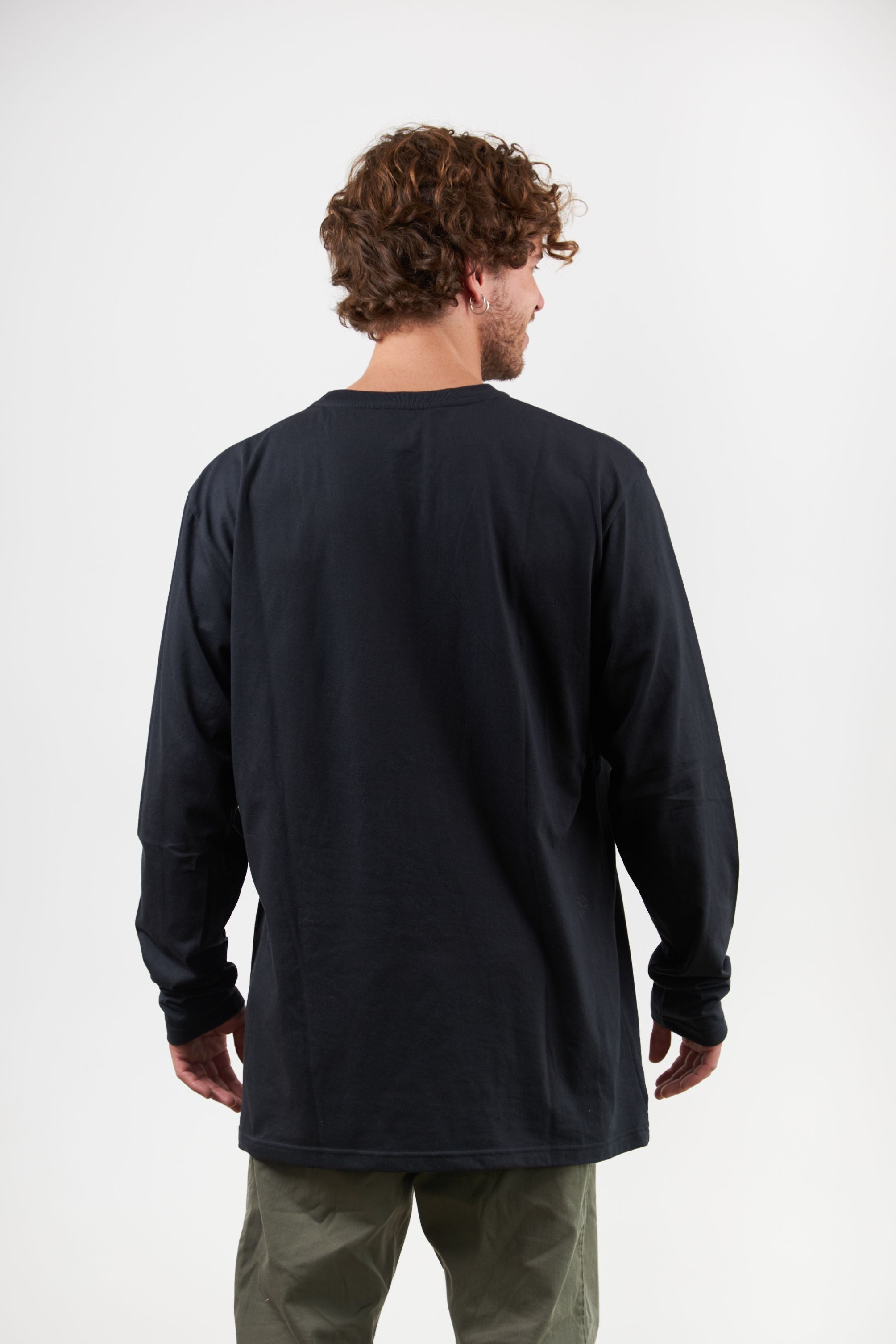 Polera Manga Larga Hombre Negra Shop Local