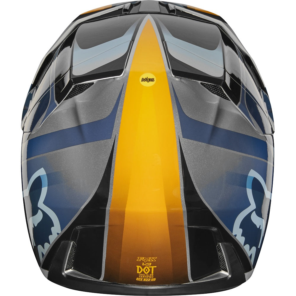 Casco Moto Fox V3 Motif Azul Plata