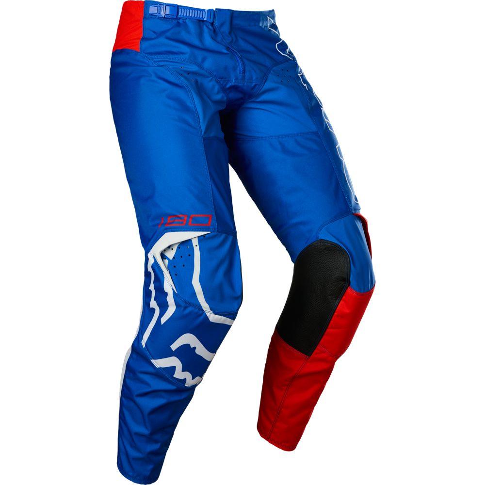 Pantalon Moto Niño 180 Skew Blanco/Rojo/Azul Fox