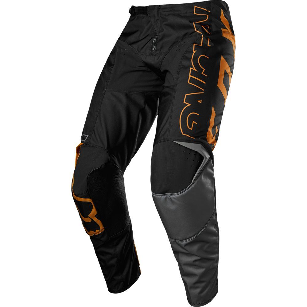 Pantalon Moto Niño 180 Skew Negro/Dorado Fox