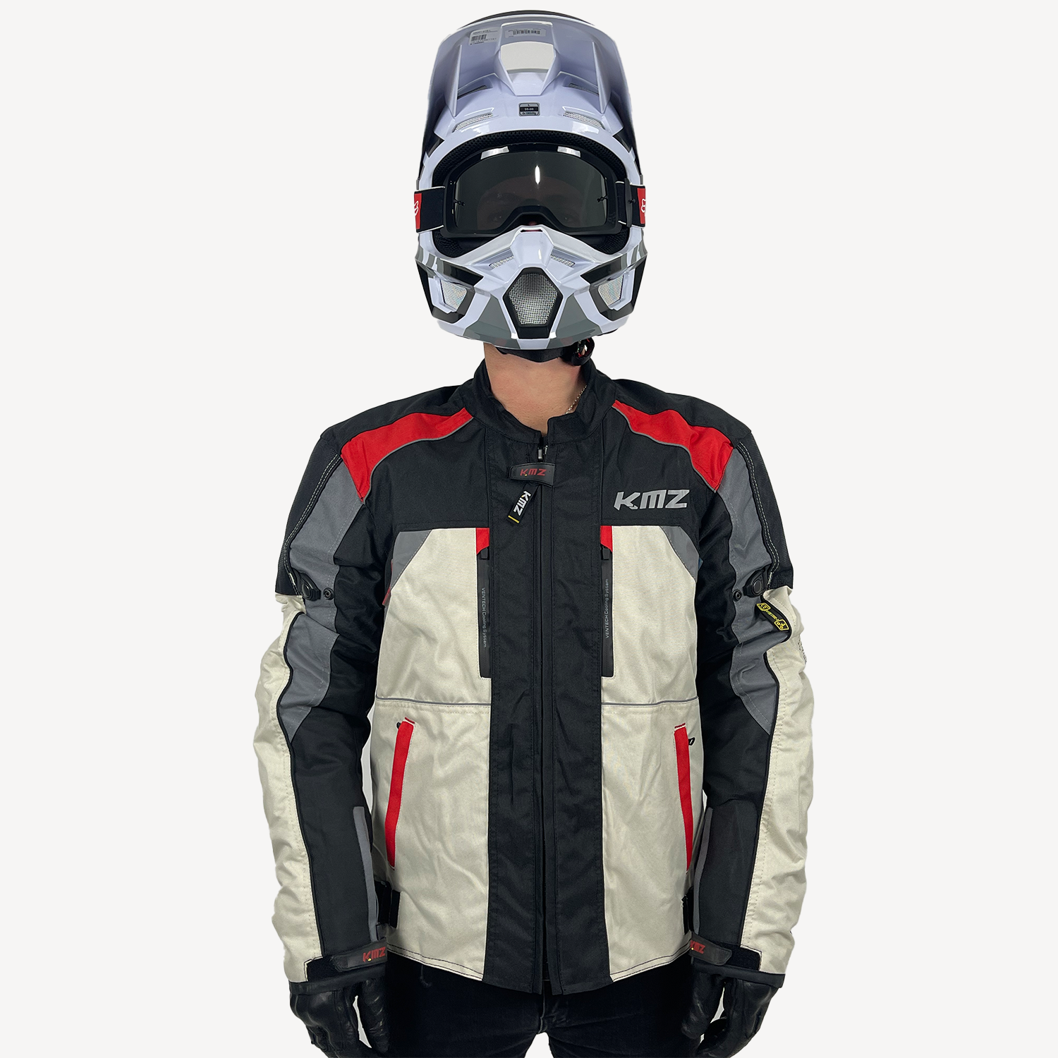 Chaqueta Moto Calle KMZ Reikon Gris/Rojo
