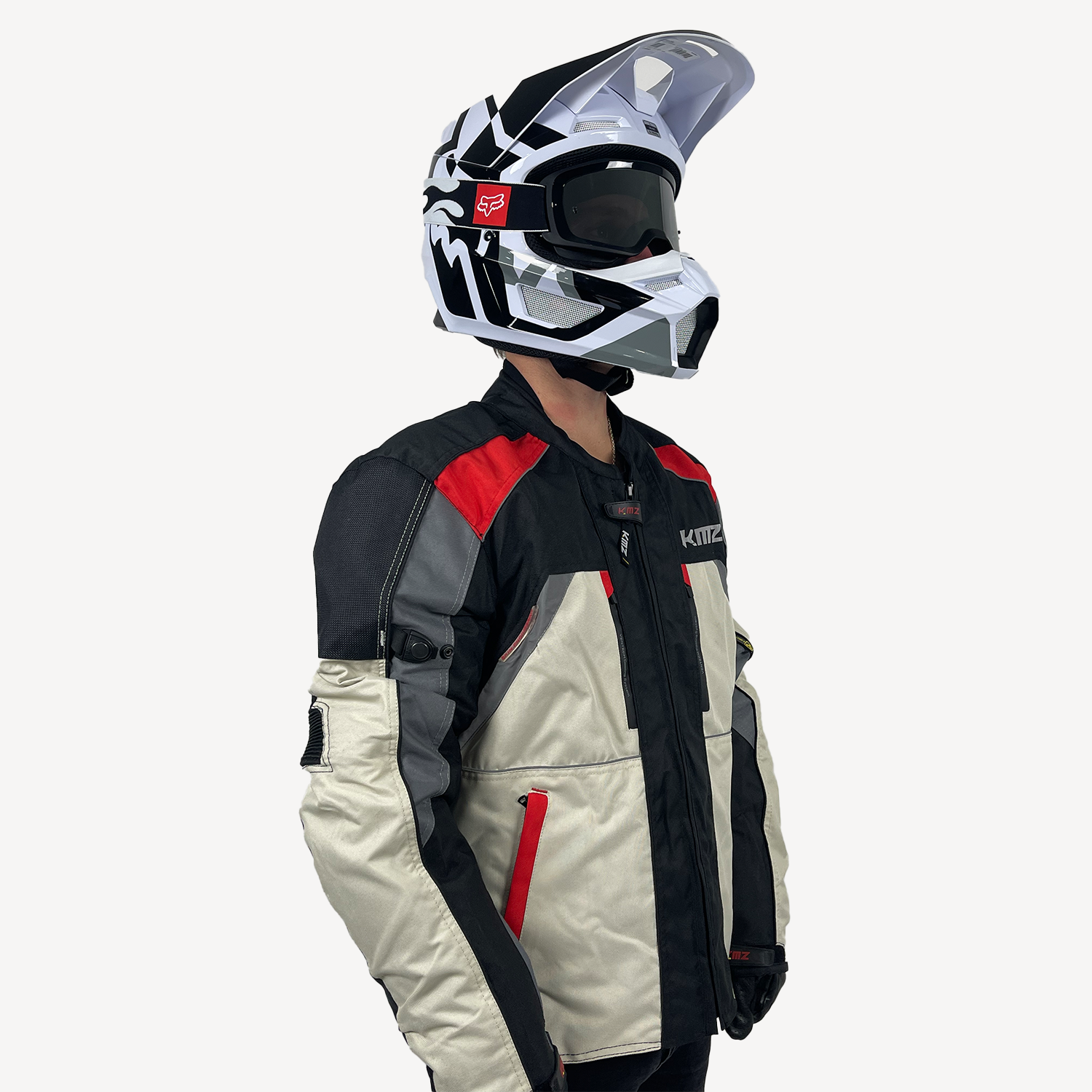 Chaqueta Moto Calle KMZ Reikon Gris/Rojo