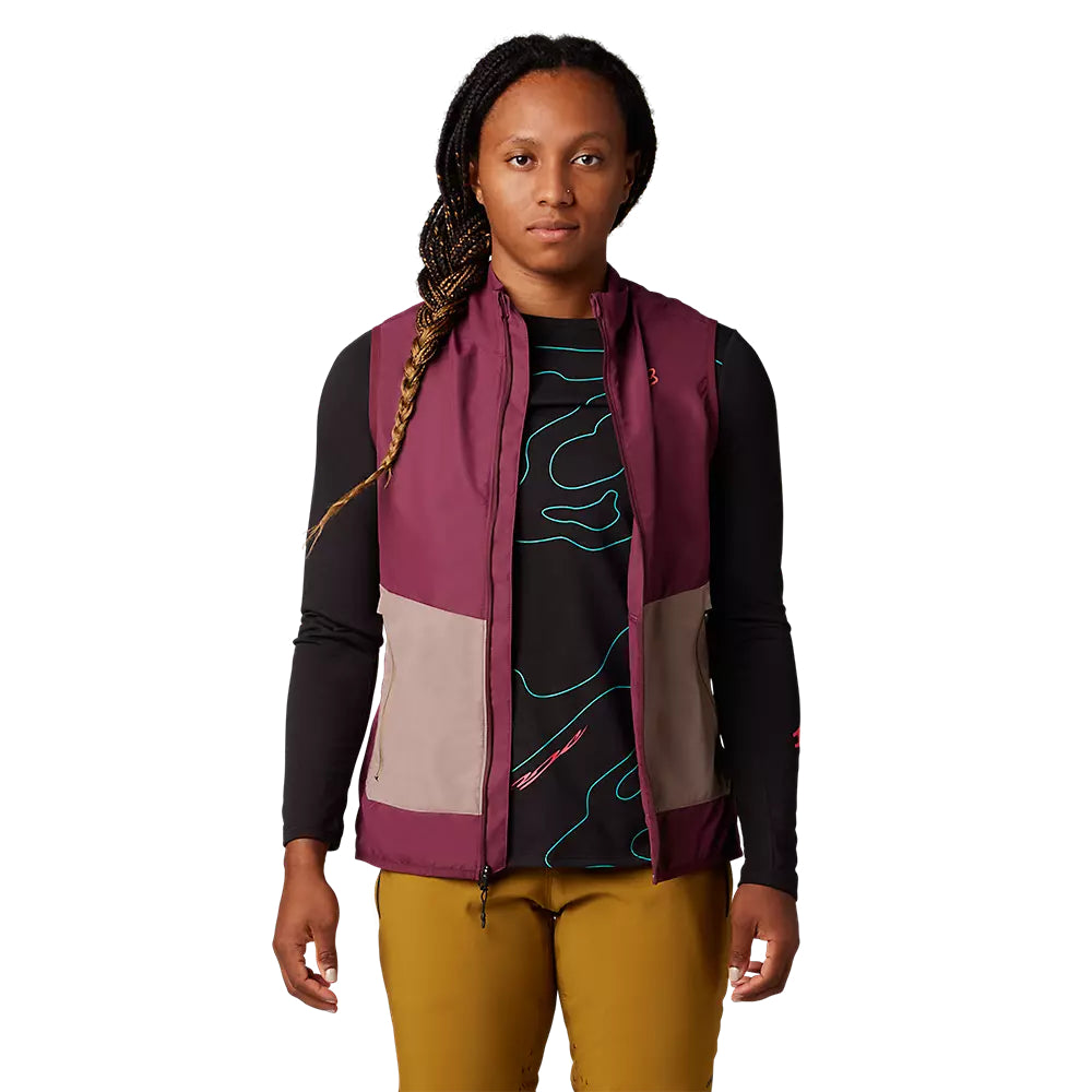 Chaqueta Bicicleta Ranger Wind Sin Mangas Burdeo Fox - Rideshop