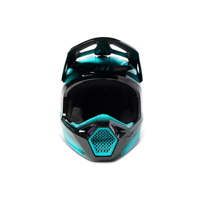 Casco Moto Niño V1 Toxsyk Negro/Celeste Fox - Rideshop