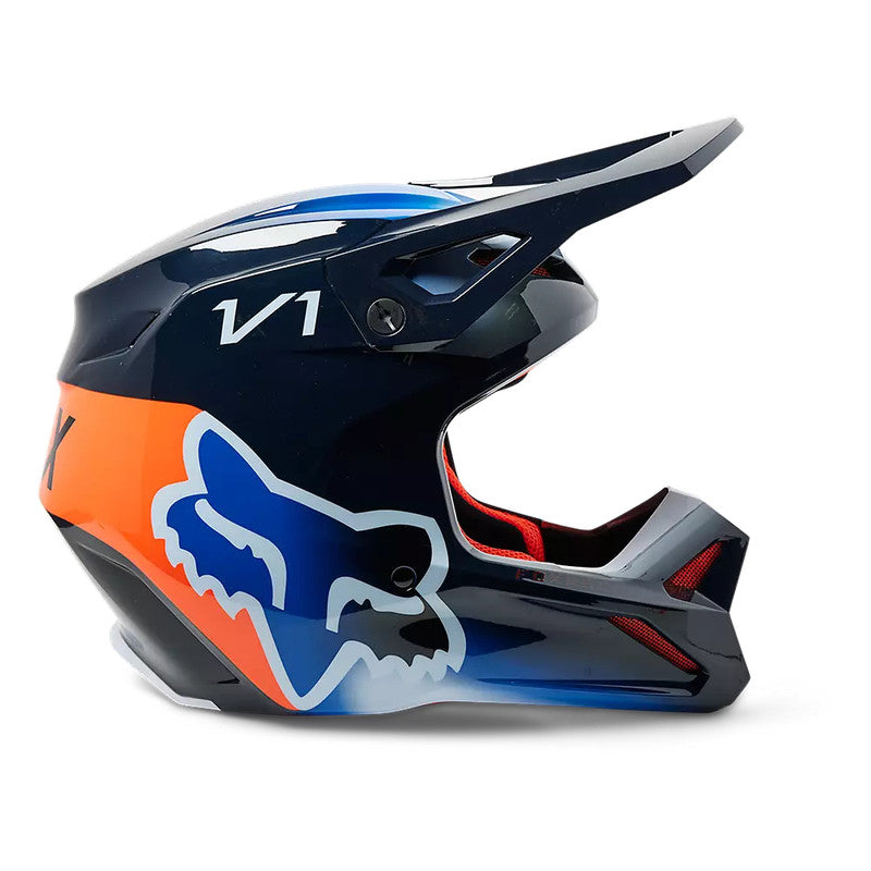 Casco Moto V1 Toxsyk Azul/Naranjo Fox - Rideshop