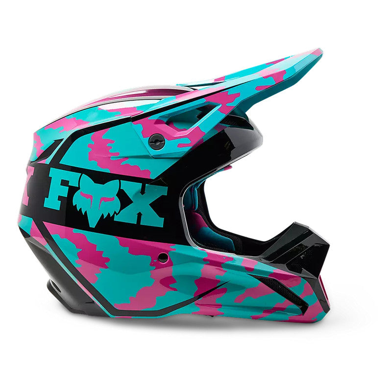 Casco Moto V1 Nuklr Celeste/Naranjo Fox - Rideshop