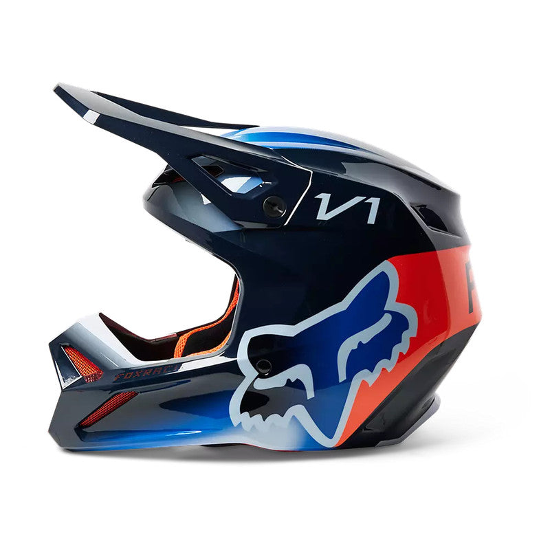 Casco Moto V1 Toxsyk Azul/Naranjo Fox - Rideshop