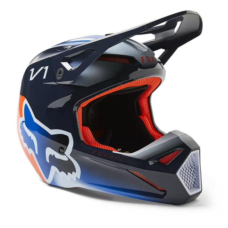 Casco Moto V1 Toxsyk Azul/Naranjo Fox - Rideshop