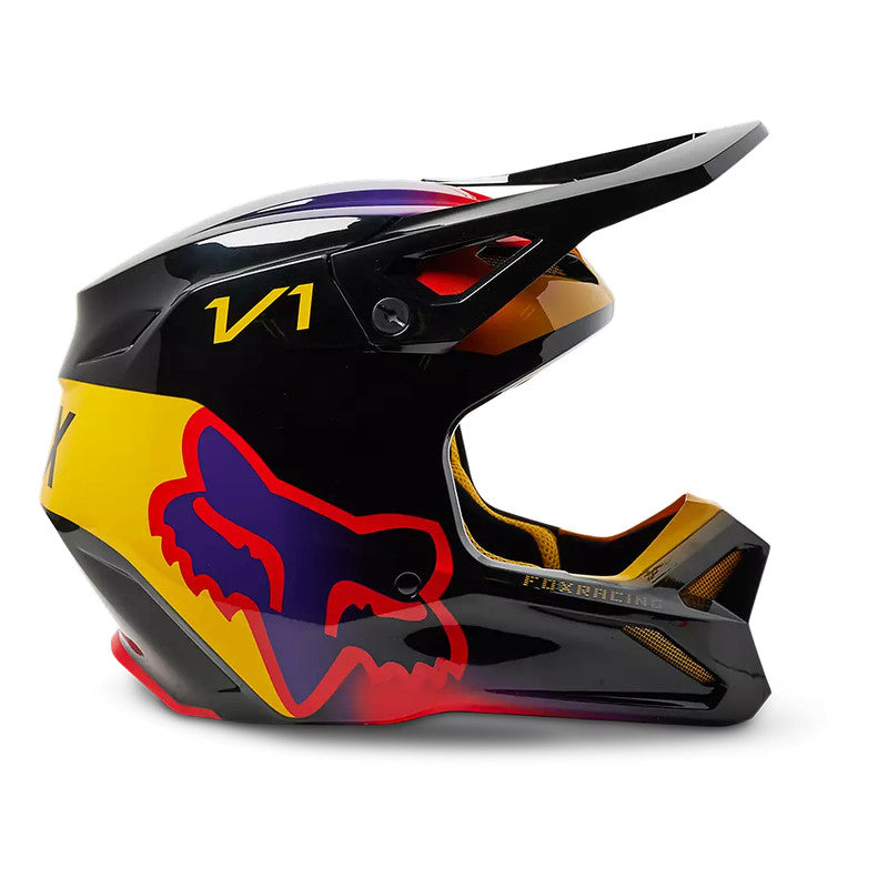 Casco Moto V1 Toxsyk Negro/Amarillo Fox - Rideshop