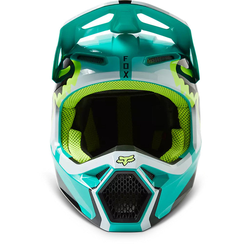 Casco Moto Niño V1 Leed Celeste Fox - Rideshop