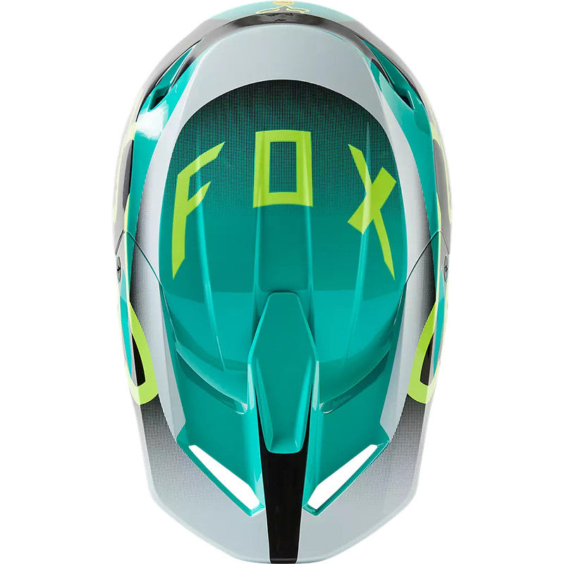 Casco Moto Niño V1 Leed Celeste Fox - Rideshop