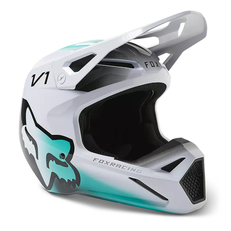 Casco Moto V1 Toxsyk Blanco/Celeste Fox - Rideshop