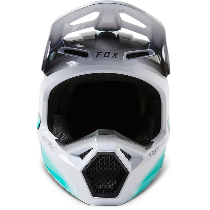 Casco Moto V1 Toxsyk Blanco/Celeste Fox - Rideshop