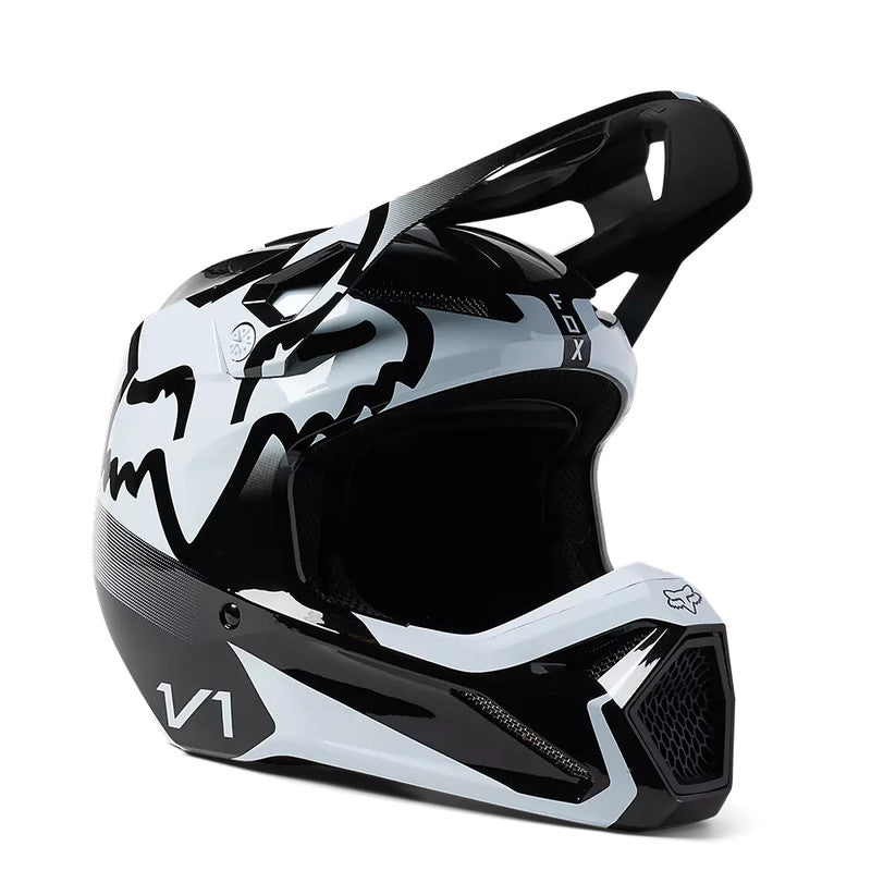 Casco Moto Niño V1 Leed Blanco/Negro Fox - Rideshop