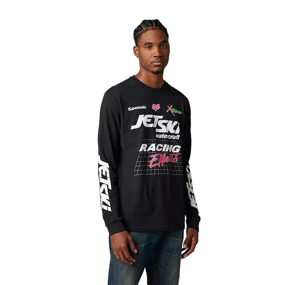 Polera Lifestyle Manga Larga Kawasaki Wet 'N' Wild Negro Fox