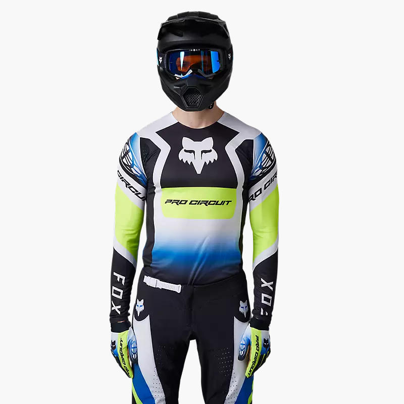 Polera Moto Flexair Pro Circuit Foyl Negro/Blanco Fox