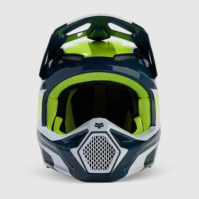 Casco Moto Fox V1 Flora Azul Petroleo