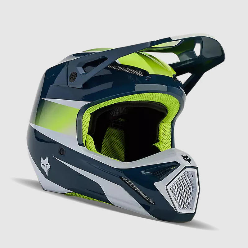 Casco Moto Fox V1 Flora Azul Petroleo