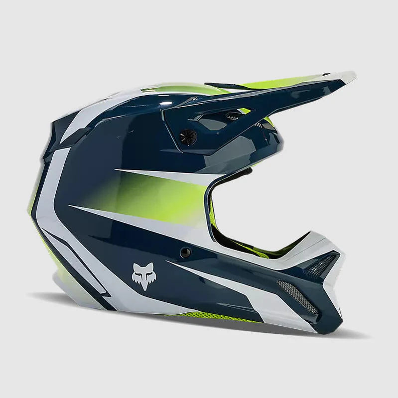 Casco Moto Fox V1 Flora Azul Petroleo